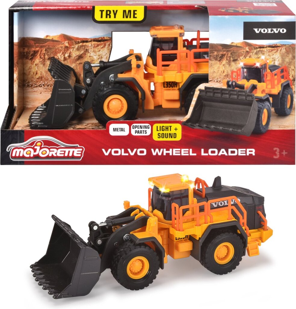 Majorette Grand Series Volvo Wheel Carler Construction Metal Light and Sound 21 cm Veicolo giocattolo