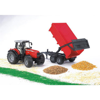 Bruder Massey Ferguson Traktor rot 7480 mit Anhänger
