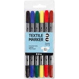 Creativ Company doppelseitige Textilmarker - Grundfarben, 6 Stk.