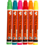 Textilmarker, Strichstärke 2-4 mm, Neonfarben, 6 Stück, 1 Box