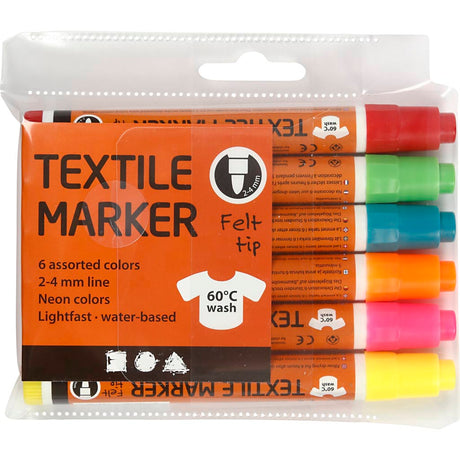 Kreativunternehmen https: www.cchobby.nl Textilmarker-Linienstärke-2-4-mm-Neonfarben-6-Stück-1-Box