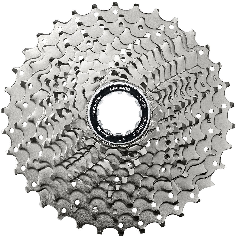 Shimano cassette 10 speed cs-hg500 12-28t - zilver (werkplaatsverpakking)