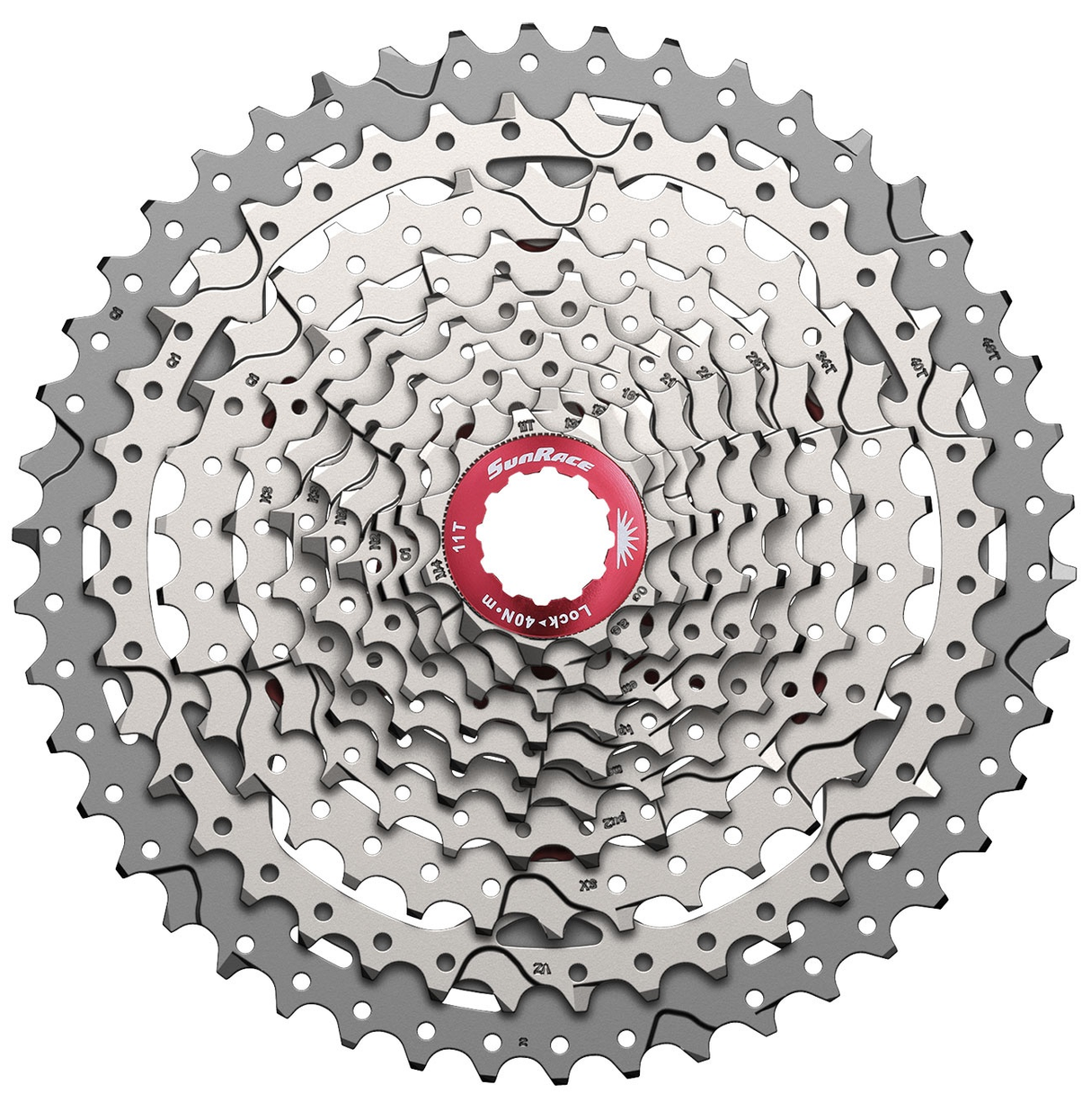 SUNRACE CSMX3 10 SPEED CASSETTE 11-42T. sølvmetallisk