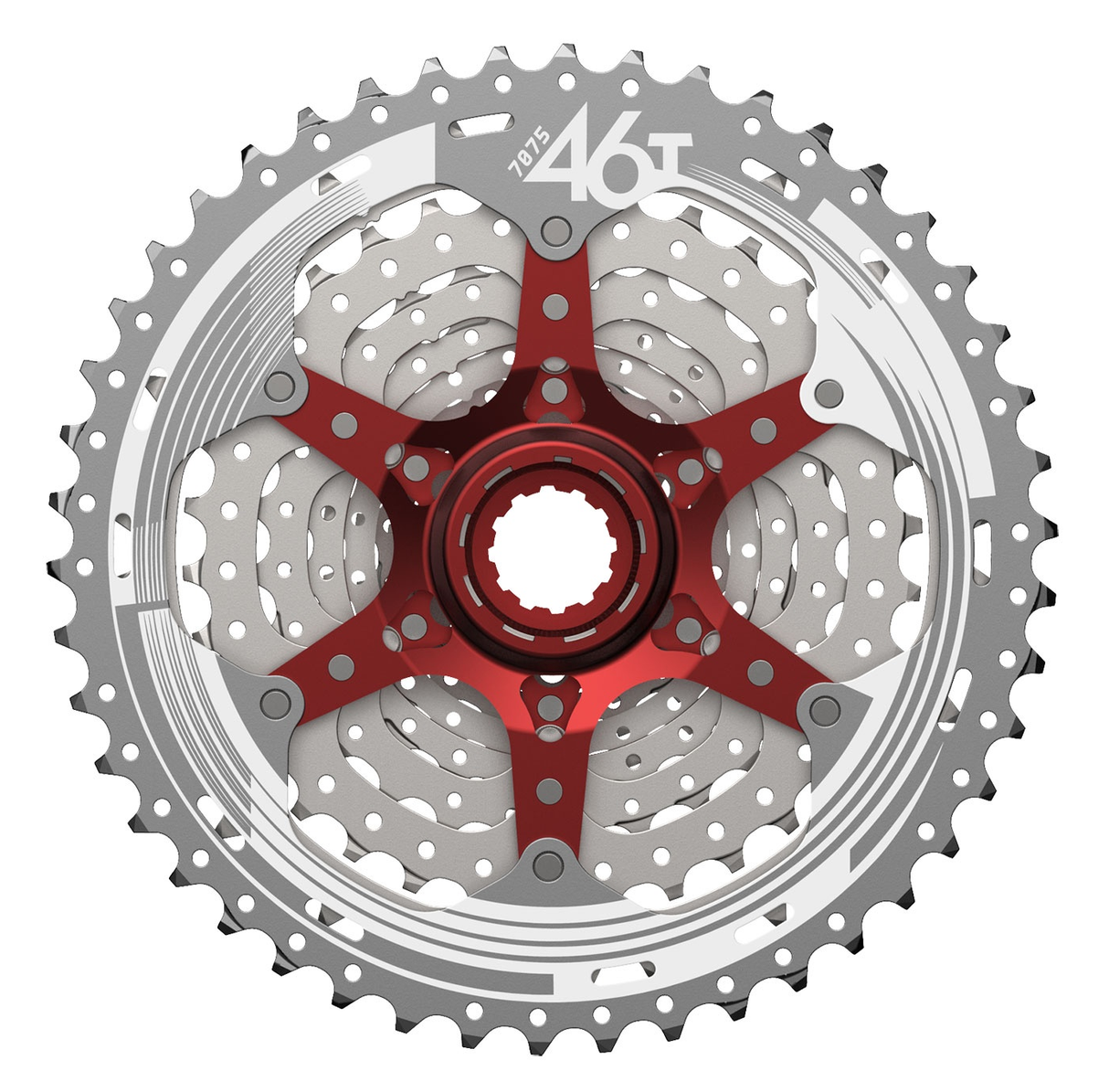 Sunrace Casetette 10v 11-46 CSMS3 metallescht Sëlwer