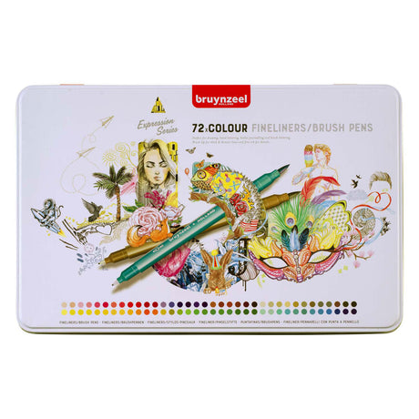 Bruynzeel • Ausdrucks-Fineliner-Pinselstift-Set, 72 Farben