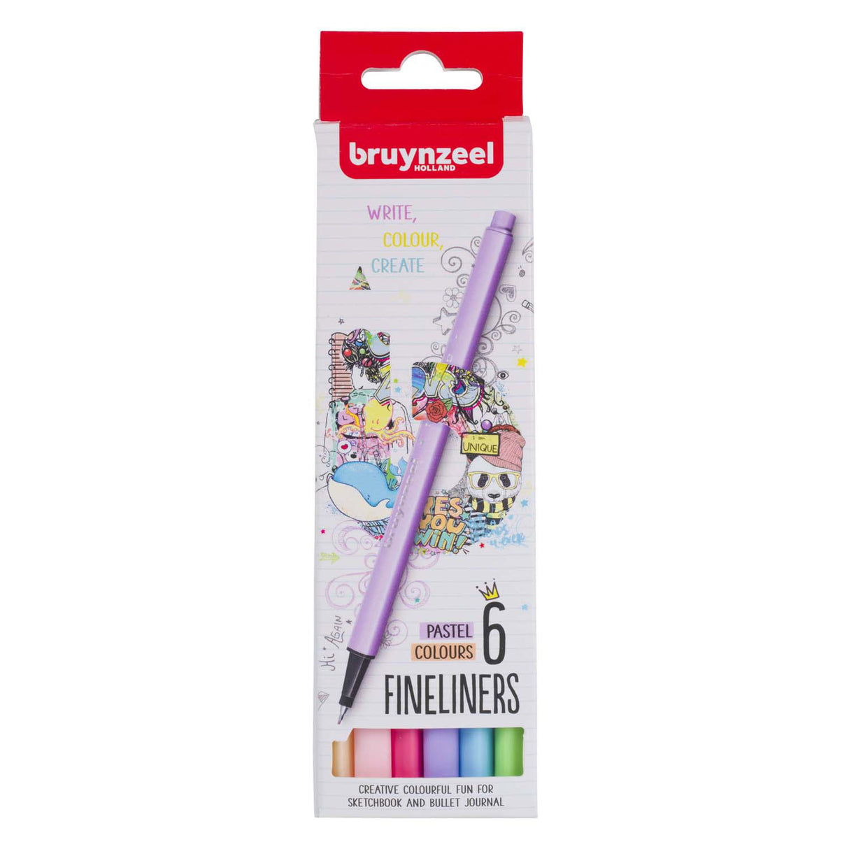 Bruynzeel Fineliner-Set 6 Farben Pastell
