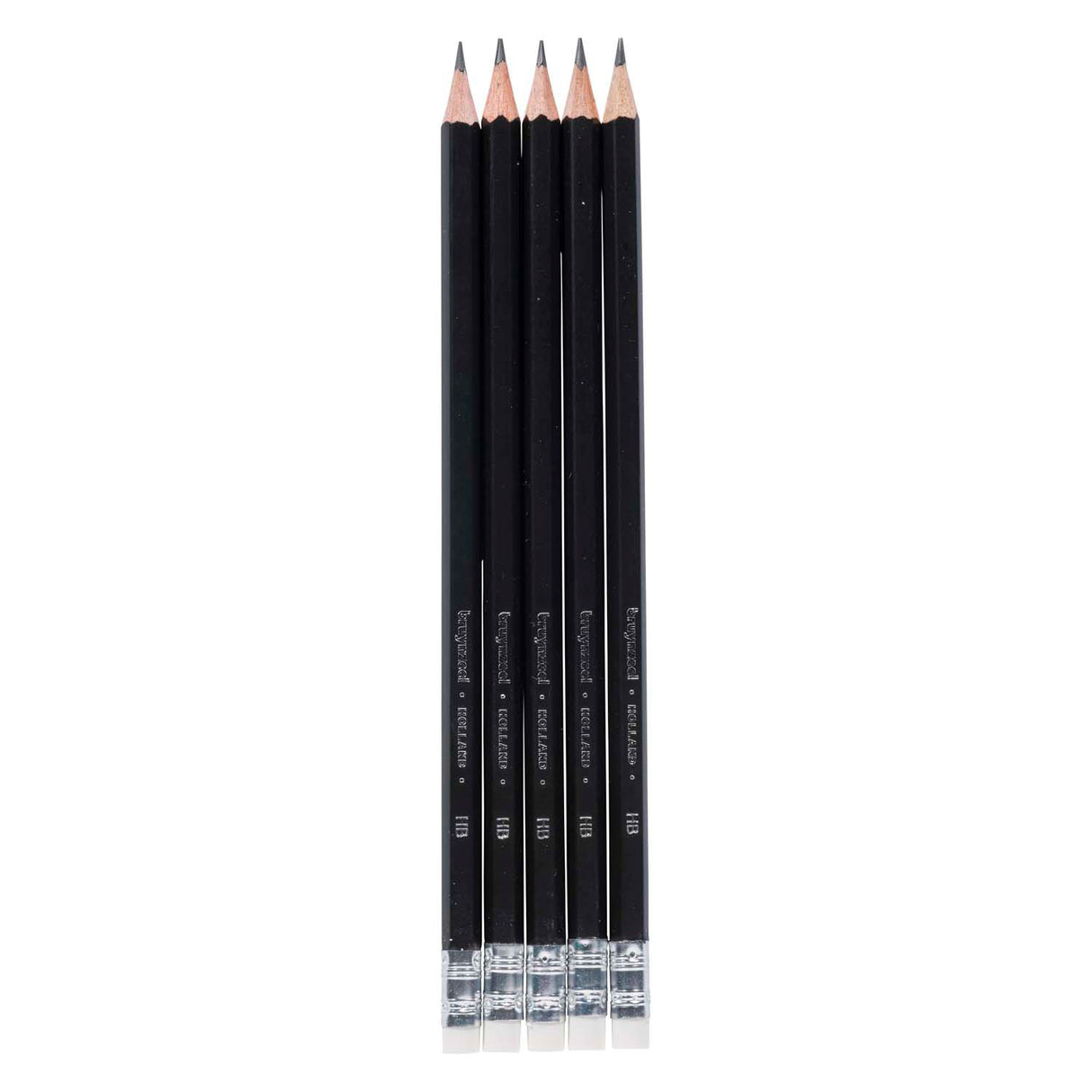 Bruynzeel Graphitstift-Set, 5 HB-Bleistifte mit Radiergummi
