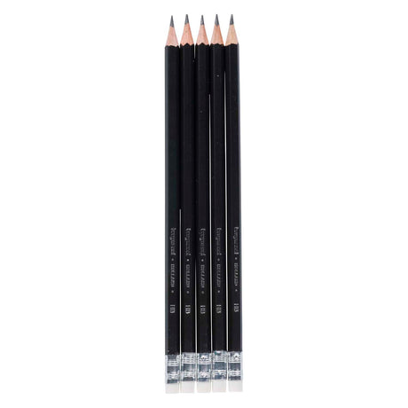 Bruynzeel Graphitstift-Set, 5 HB-Bleistifte mit Radiergummi