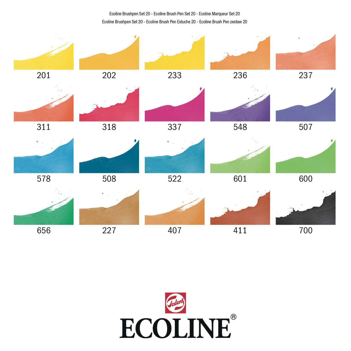 Bruynzeel Ecoline Pinselstift-Set Landschaften, 20 Farben