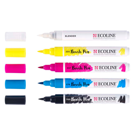 Bruynzeel Ecoline Pinselstift-Set Primär, 5 Farben
