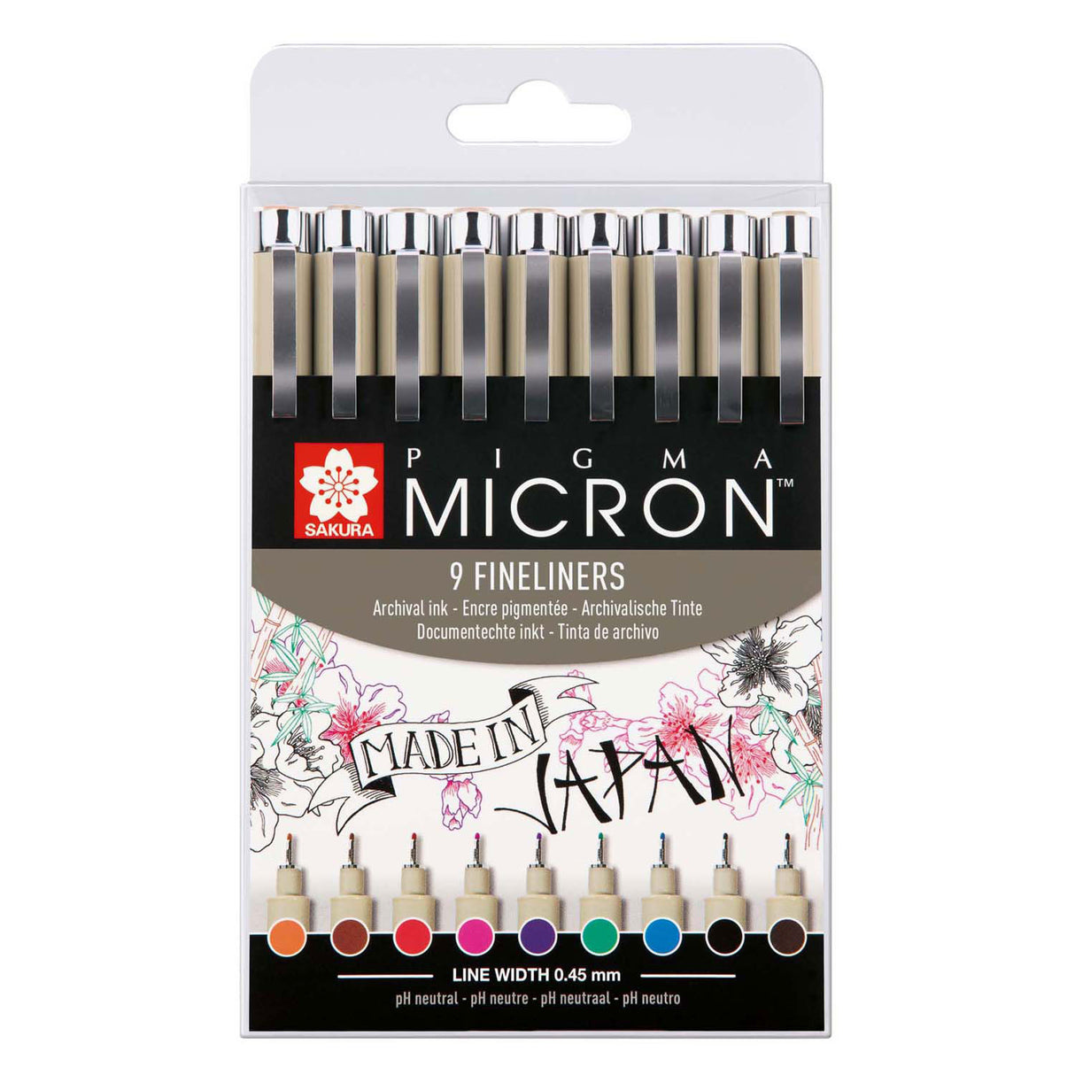 Sakura Pigma Micron 05 Federmäppchen mit 9 Farben