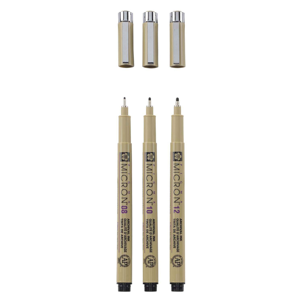 Sakura Pigma Micron Federmäppchen 3 Fineliner schwarz 08-10-12 breit
