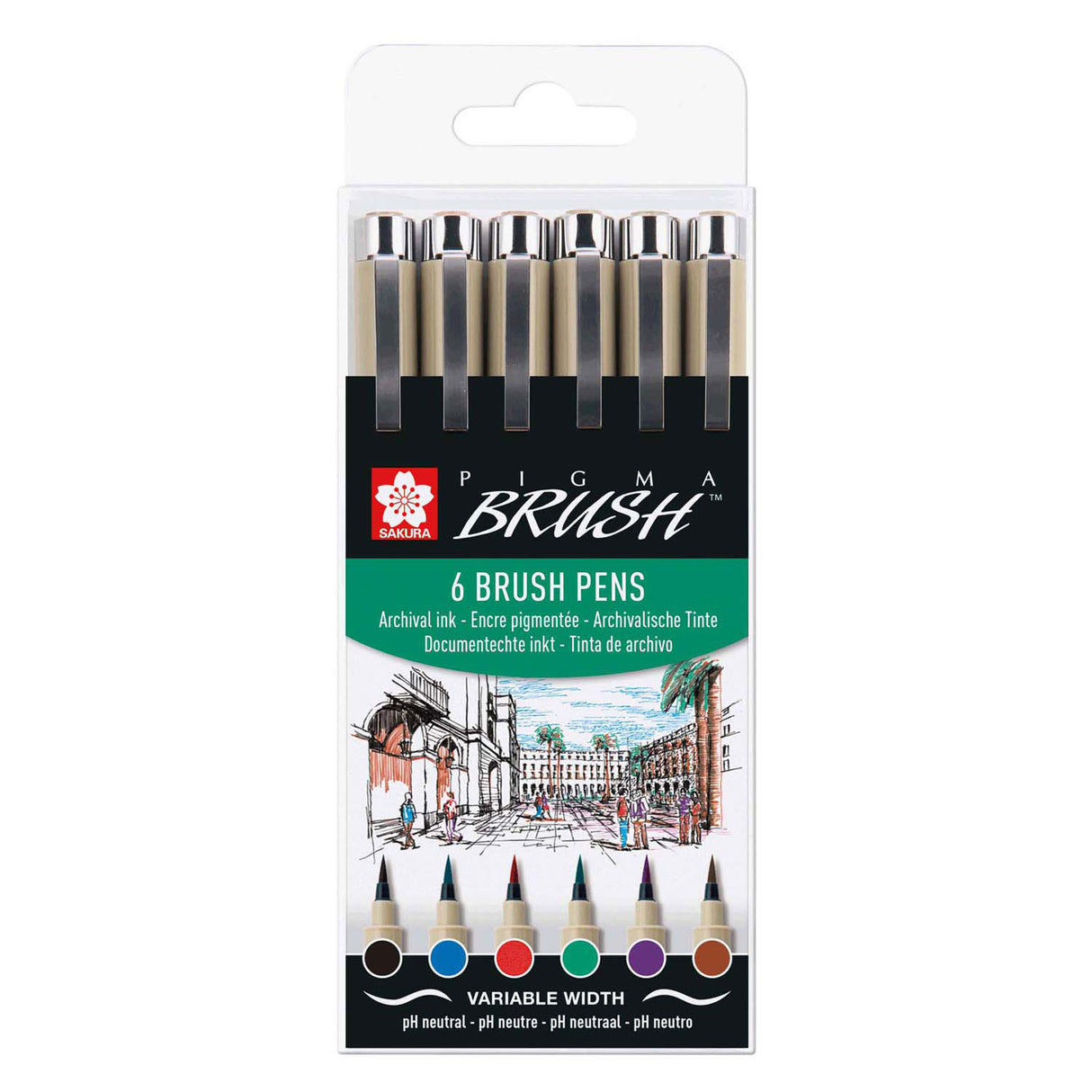 Sakura Pigma Pinselset Beutel 6 Grundfarben
