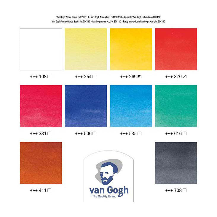 Bruynzeel van Gogh Aquarellfarben-Set mit 10 Farben in 10-ml-Tuben