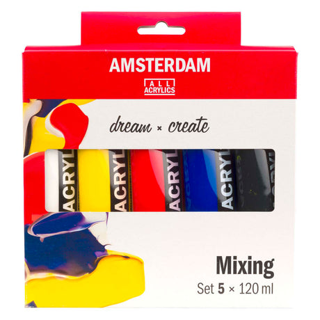 Bruynzeel Amsterdam Standard-Serie Acrylfarben-Mischset 120 ml, 5-tlg.