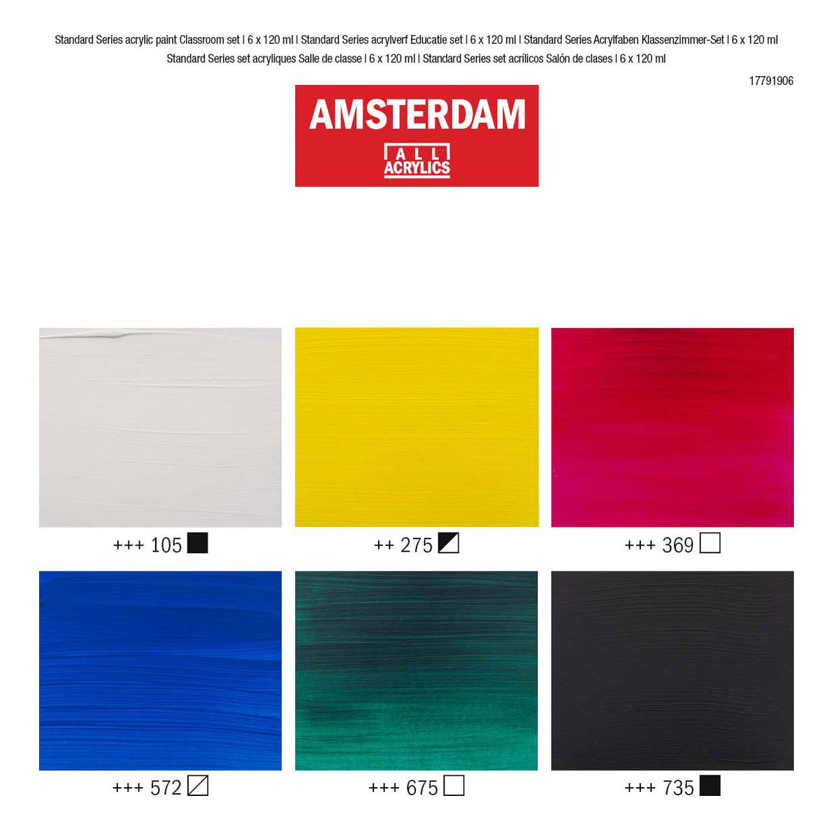Lernset für Acrylfarben der Amsterdamer Standardserie | 6 x 120 ml