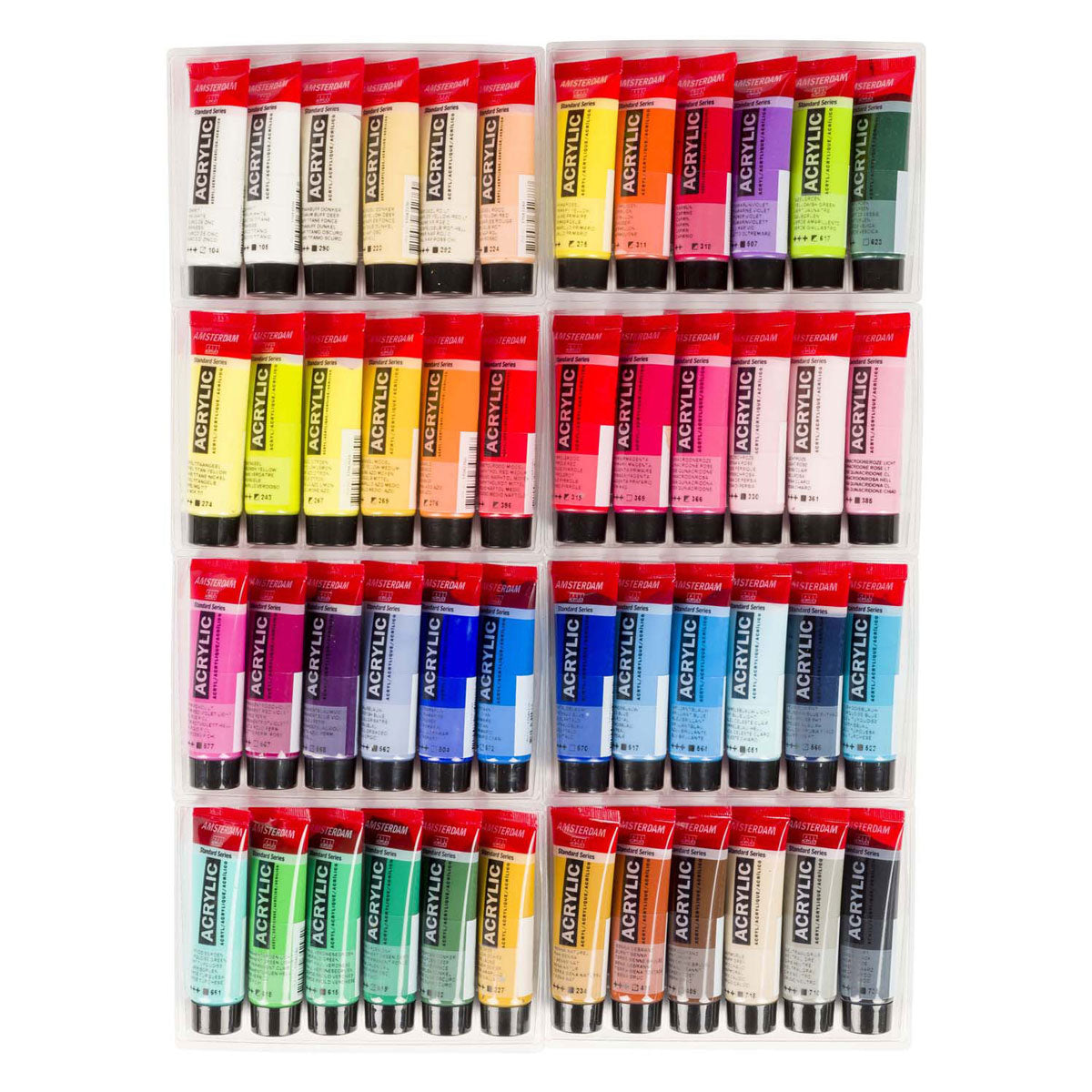 Bruynzeel Amsterdam Standard-Serie, allgemeines Auswahlset für Acrylfarben, 20 ml, 48 Stück.