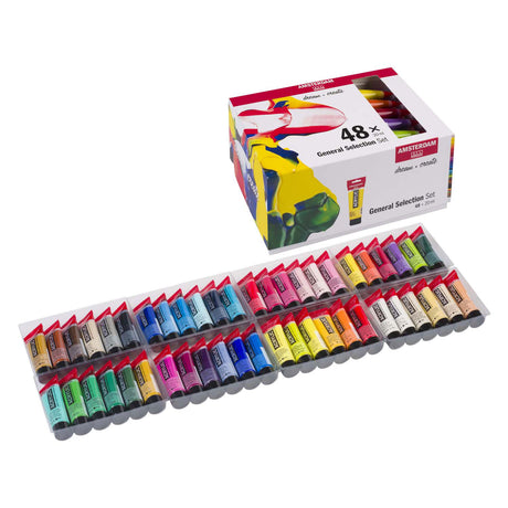 Bruynzeel Amsterdam Standard-Serie, allgemeines Auswahlset für Acrylfarben, 20 ml, 48 Stück.