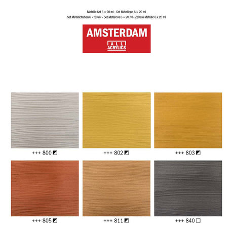 Acrylfarben-Metallic-Set der Amsterdamer Standardserie | 6 × 20 ml