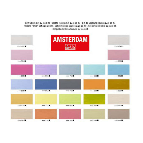Bruynzeel Amsterdam Standard-Serie Acrylfarbe, weiche Farben, Set 20 ml, 24-tlg.