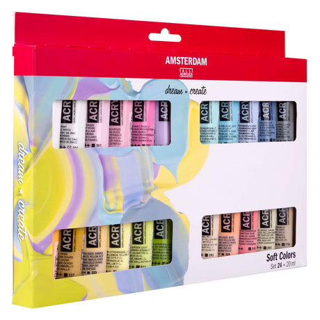 Bruynzeel Amsterdam Standard-Serie Acrylfarbe, weiche Farben, Set 20 ml, 24-tlg.