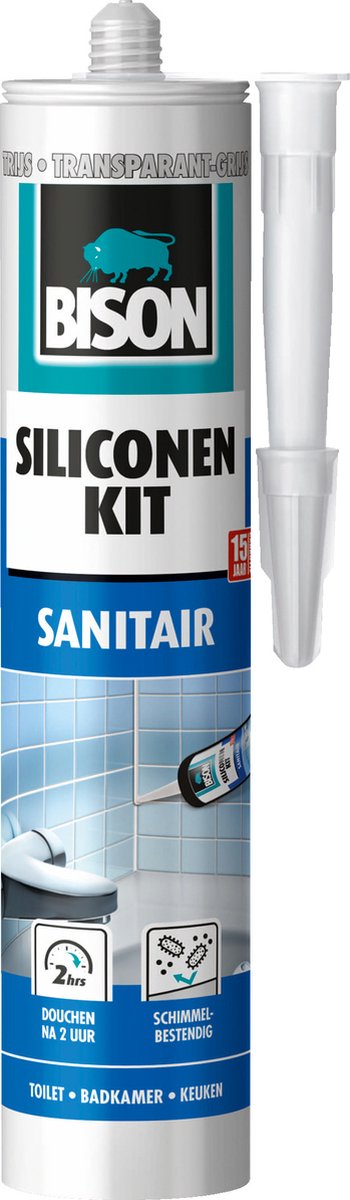 Bison Silikondichtstoff grau-transparent Tube 300 ml – wasserbeständiger Dichtstoff, hygienische Abdichtung, unempfindlich gegen Schimmel, farbecht, dauerelastisch, leicht aufzutragen