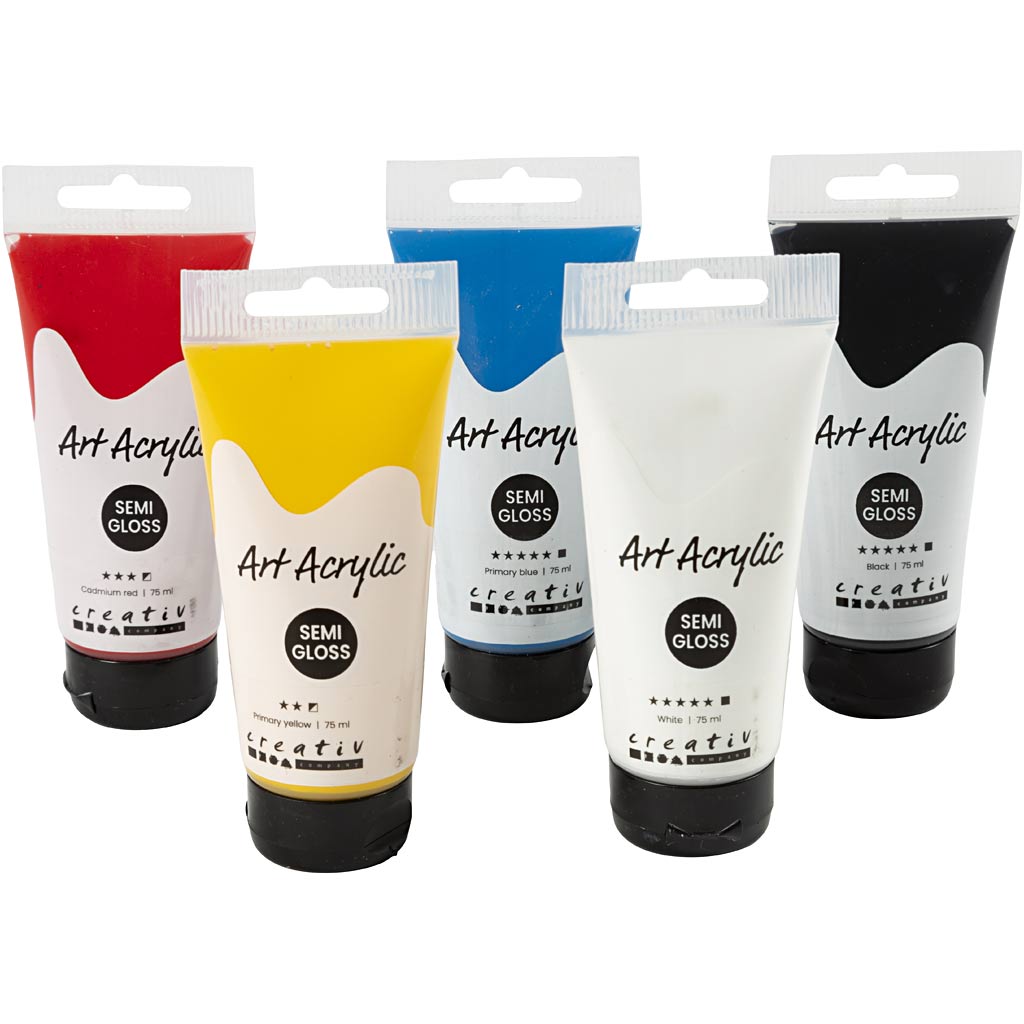 Pigment Art Acrylfarbe Primärfarben, 5x75ml