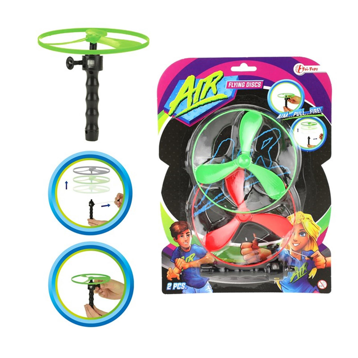 Spielen Sie mit Toi-Toys Flying Discs Air 12 cm Green Red 3-Parts