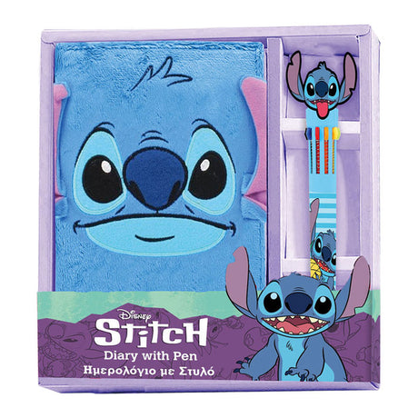 Luxuriöses Plüsch-Notizbuch von Lilo Stitch mit Stift