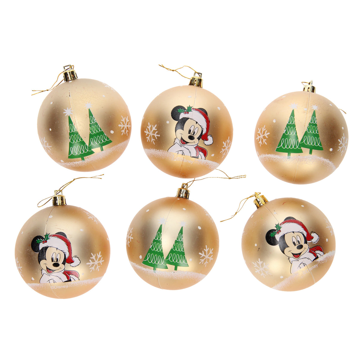 Disney kinder kerstballen mickey goud, 6x8cm