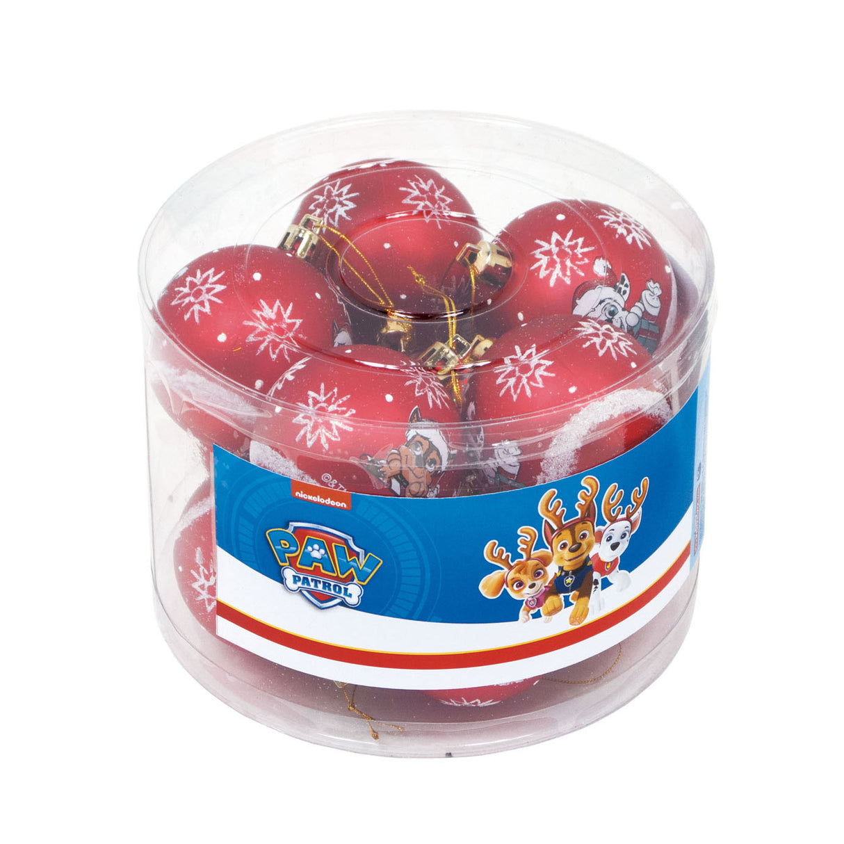 Paw patrol kinder kerstballen rood, 10st.