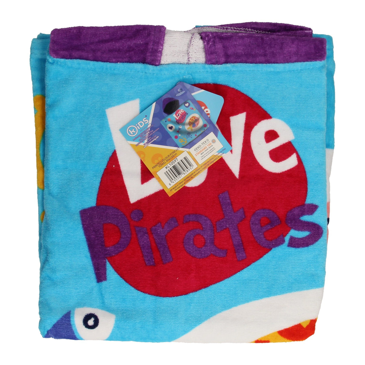 Serviette de licence pour enfants Poncho Piraatjes, 60x120cm