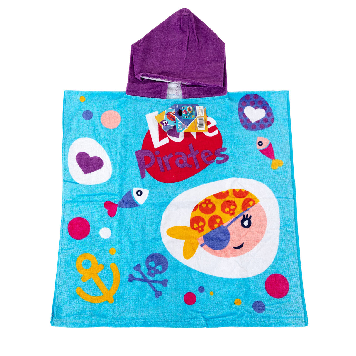 Serviette de licence pour enfants Poncho Piraatjes, 60x120cm