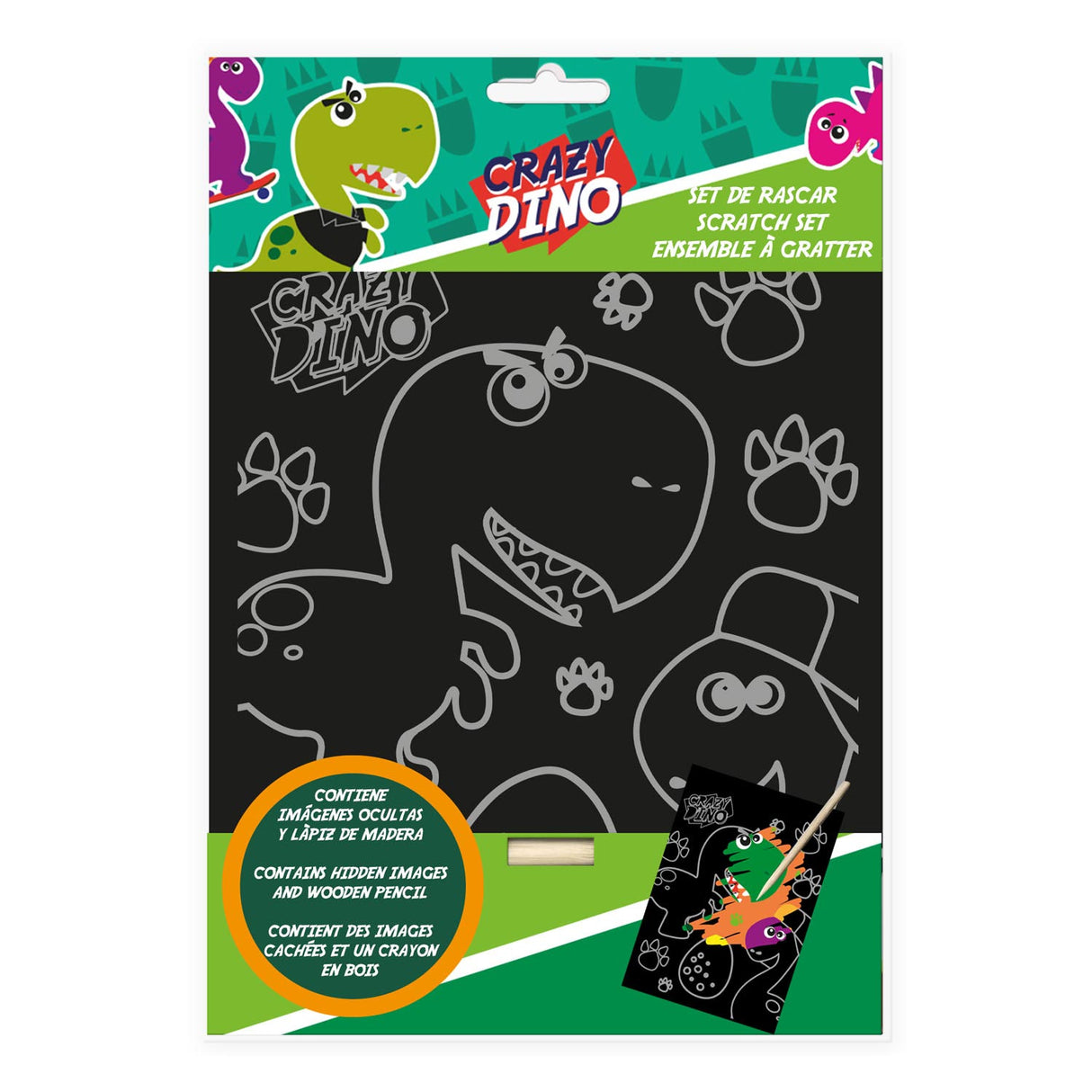Kratzkunst-Verrückter Dino mit Lizenz für Kinder