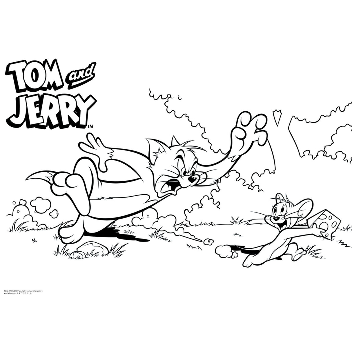 Tom Jerry barvanje strani s šablon in nalepko