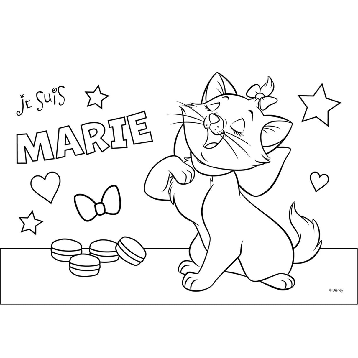 Marie Cat Pages para colorear con plantilla y pegatina vel