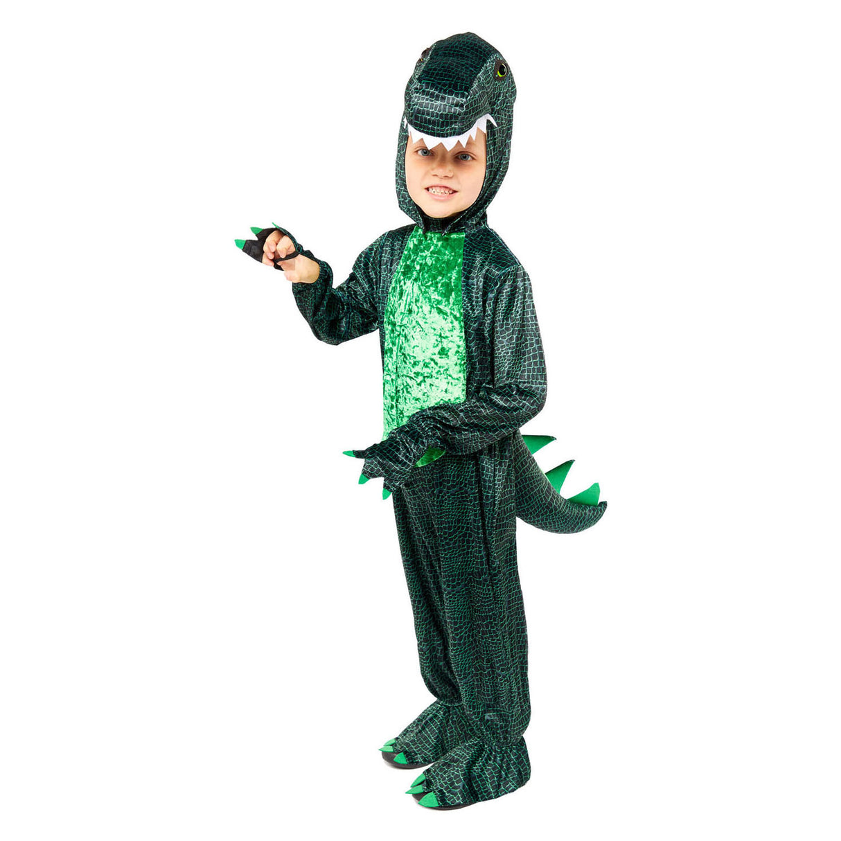 Puch Children's Costume Dark Green Dino, 4-6 år gammel