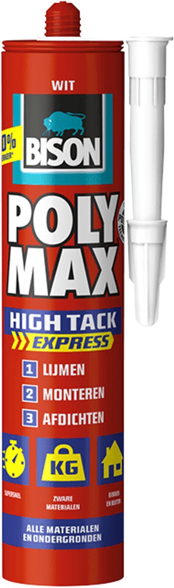 Bison Poly Max Express weiß – 2. Tube zum halben Preis – Montagekleber, Kleben, Montieren und Abdichten, einzigartige SMP-Technologie, lösungsmittelfrei, im Innen- und Außenbereich, fast alle Oberflächen