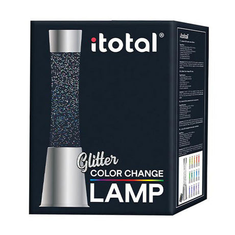 I-total Lavalampe – Glitzerlampe – Lavalampe – Stimmungslampe – 41,5 x 10,8 cm – Glas Aluminium – Fernbedienung für 16 Farben – XL2495
