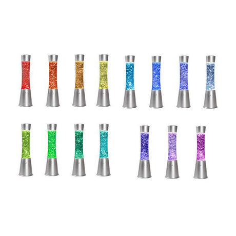 I-total Lavalampe – Glitzerlampe – Lavalampe – Stimmungslampe – 41,5 x 10,8 cm – Glas Aluminium – Fernbedienung für 16 Farben – XL2495