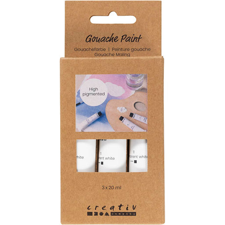 Creativ Company Gouachefarbe, weiß, 3x20 ml 1 Box
