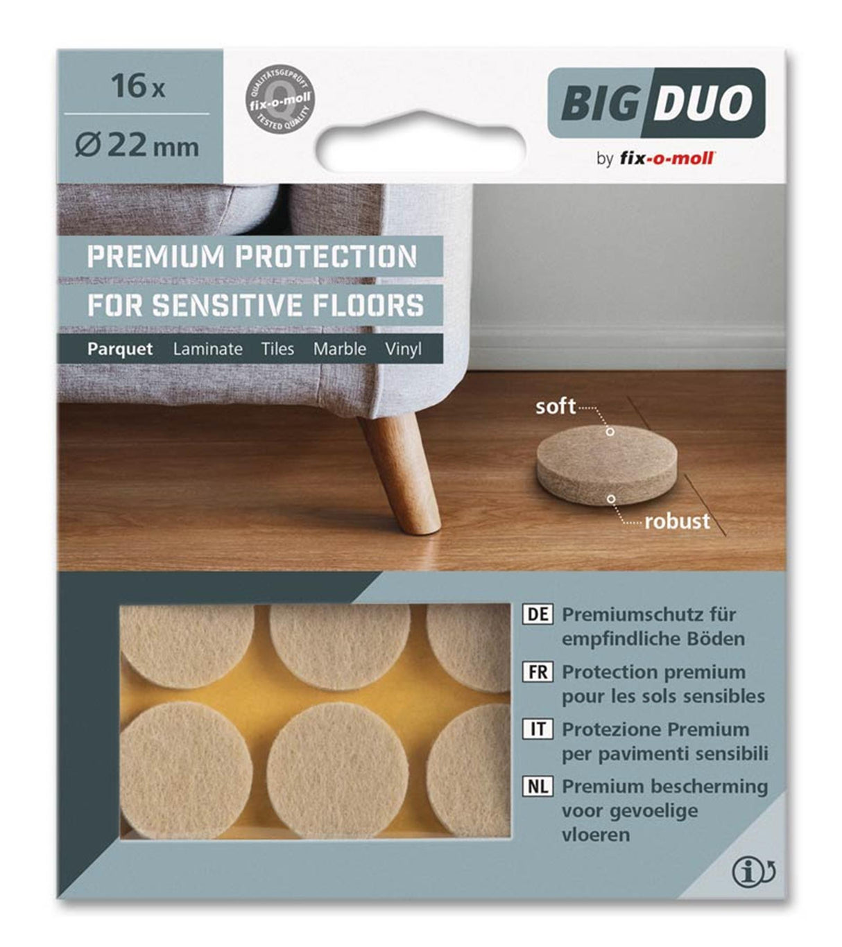 Fix-o-moll Filzgleiter ø22mm beige