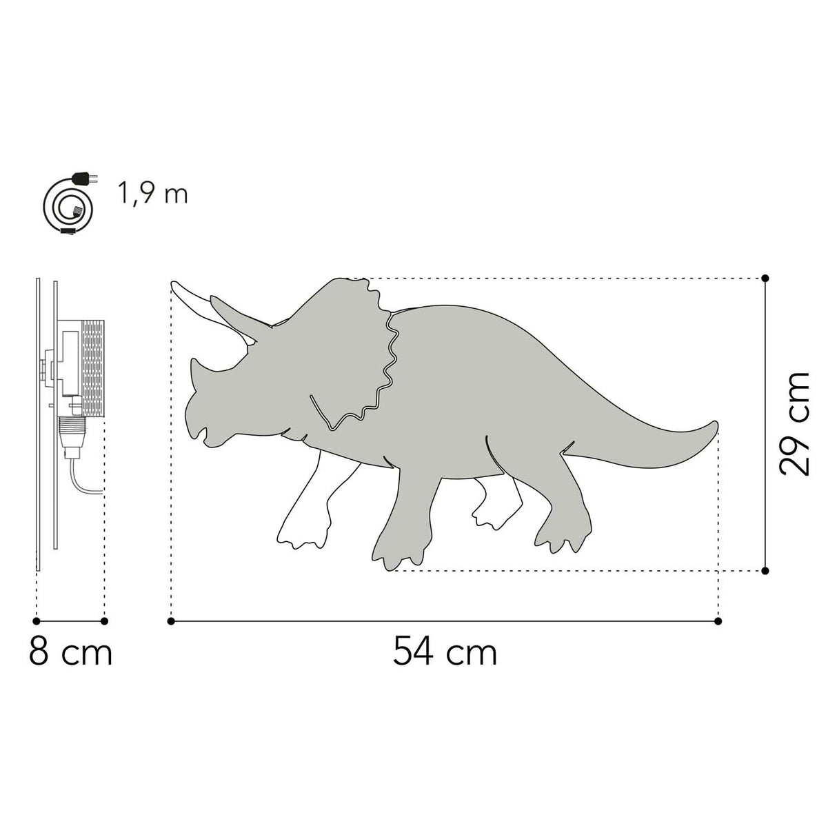 Von Tjalle und Jasper – Dino-Wandleuchte Triceratops – Holz