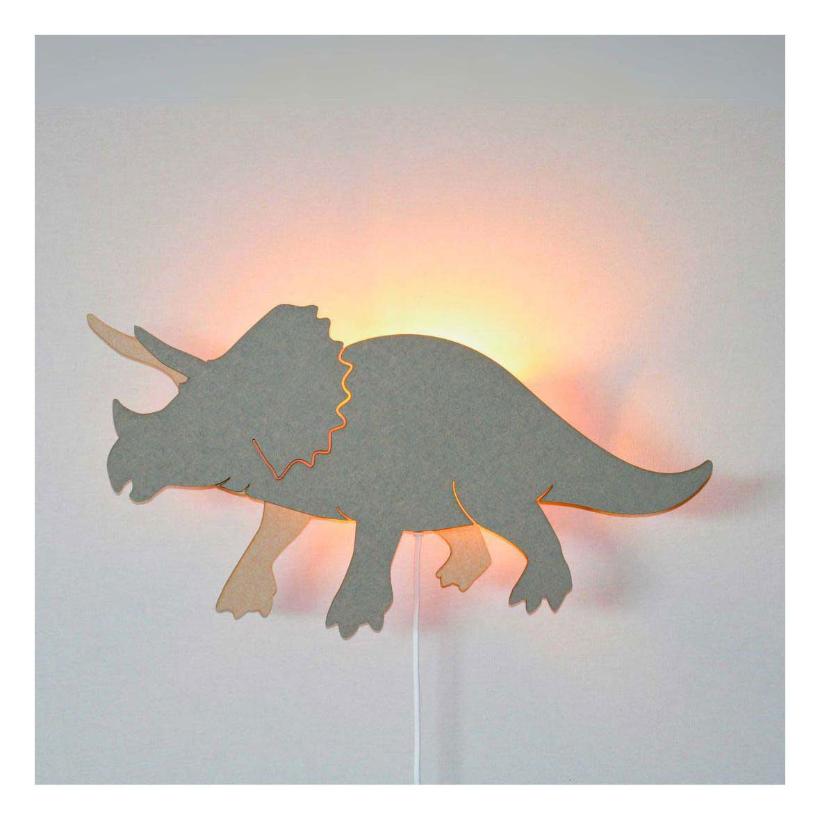 Von Tjalle und Jasper – Dino-Wandleuchte Triceratops – Holz