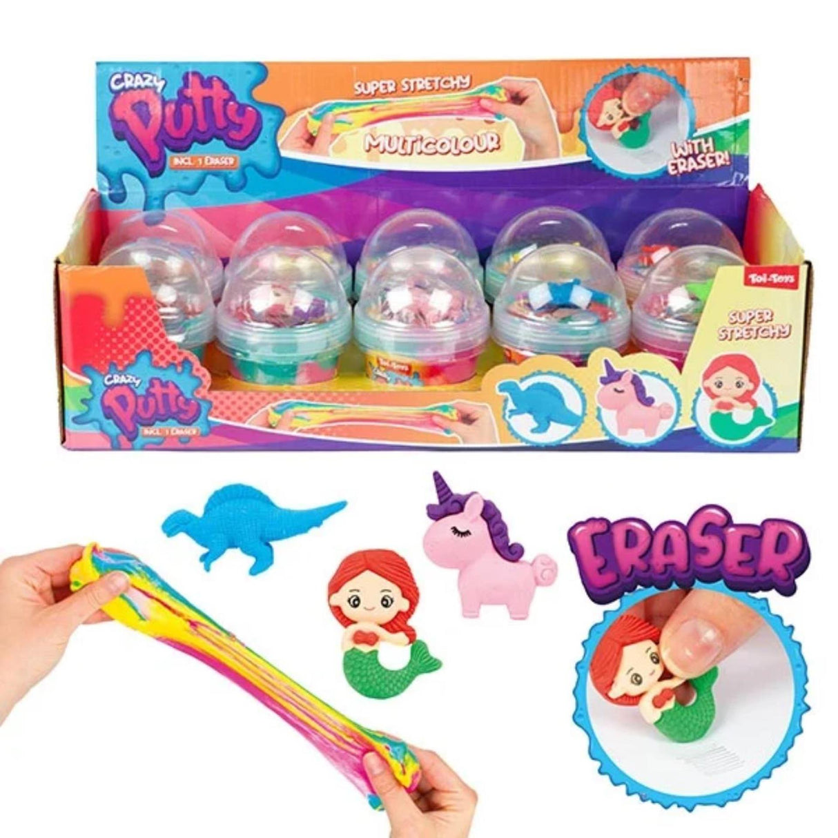 Toi-toys Crazy Putty Regenbogen mit Radiergummi