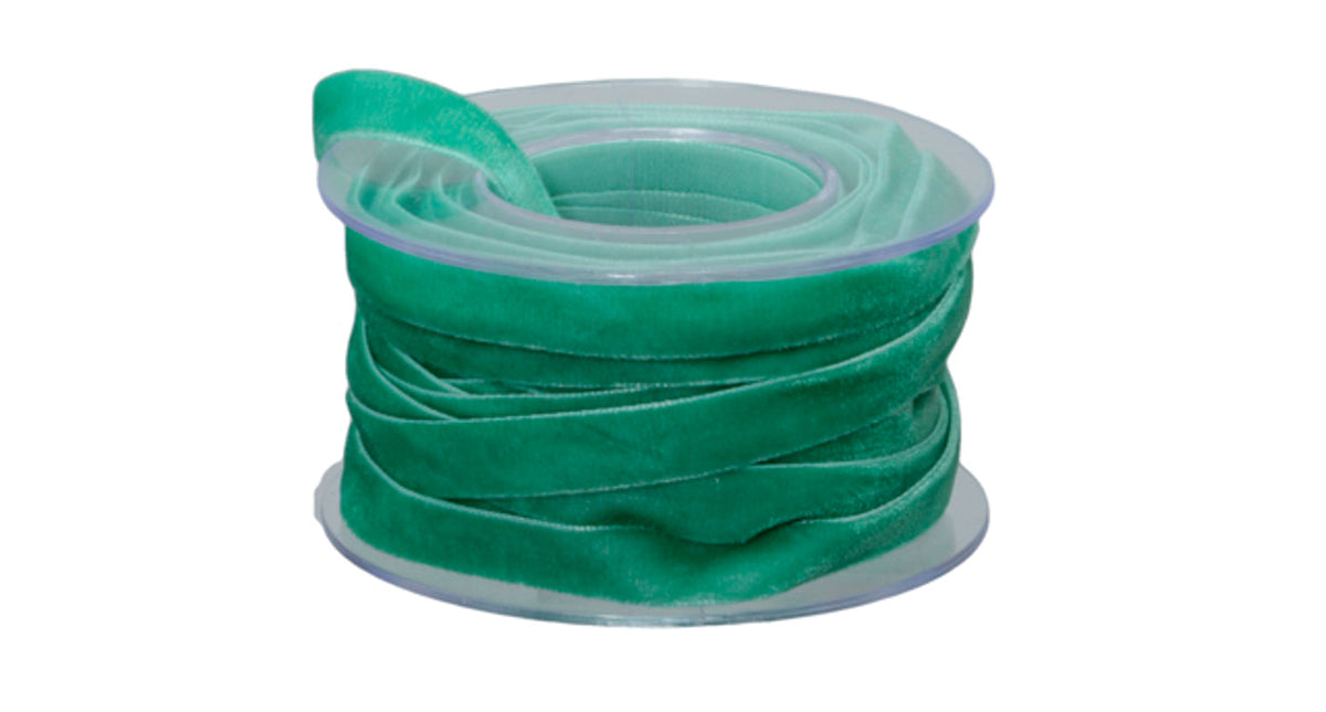 Pc. roll velvet ribbon (1 cm) green 8 meter