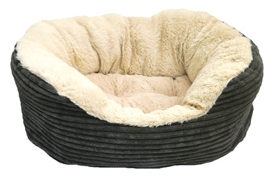 Rosewood Dog Basket Oval Jumbo Cord Plush Gray Creme