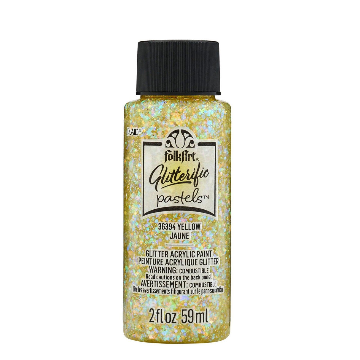 Folkart • Glitzernde Pastell-Acrylfarbe, Gelb, 59 ml