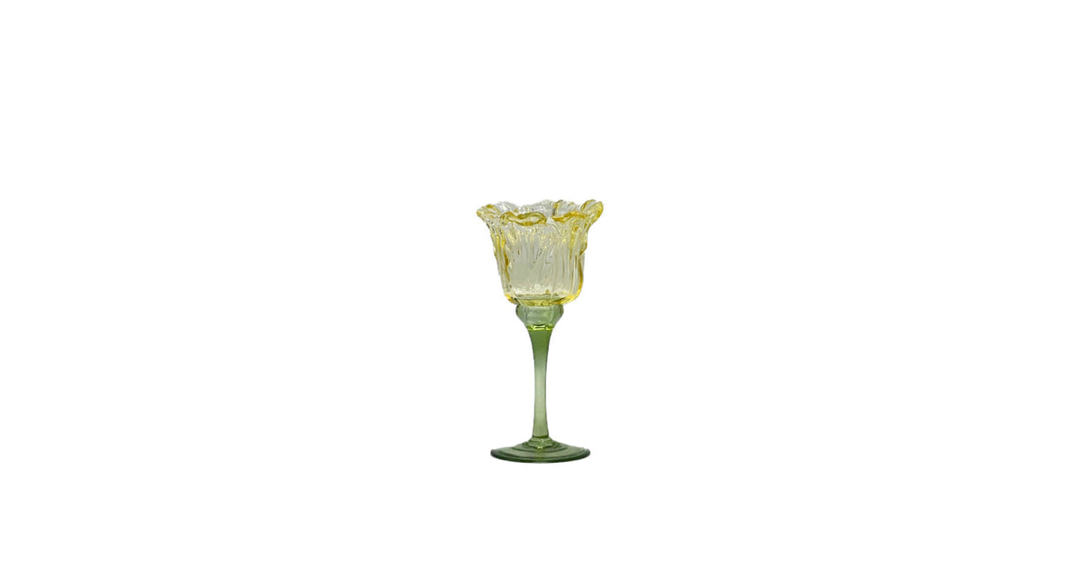 Tealight holder flor d9 h20cm yellow