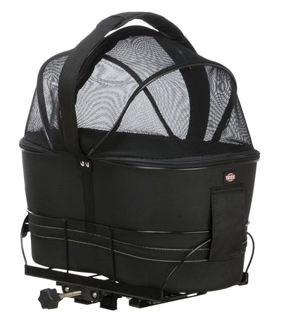 Trixie Fahrradkorb hinten schwarz mit Kissen und Haube